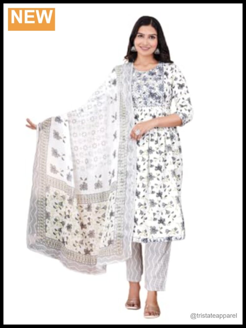 Rayon Kurti Pant Dupatta Set Embroidered Floral Tunic Wedding Party Wear